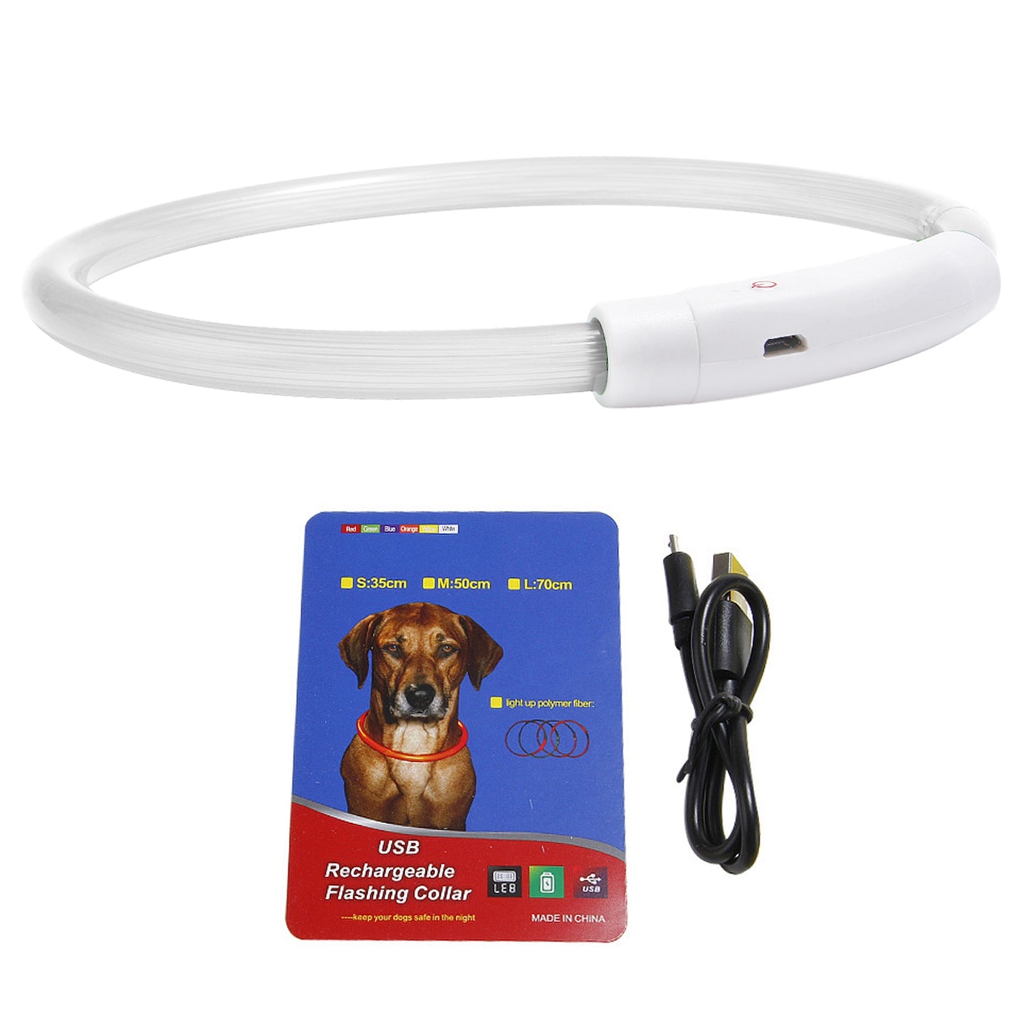 LED Dog Collar USB Rechargeable Multi-Color Safety Light