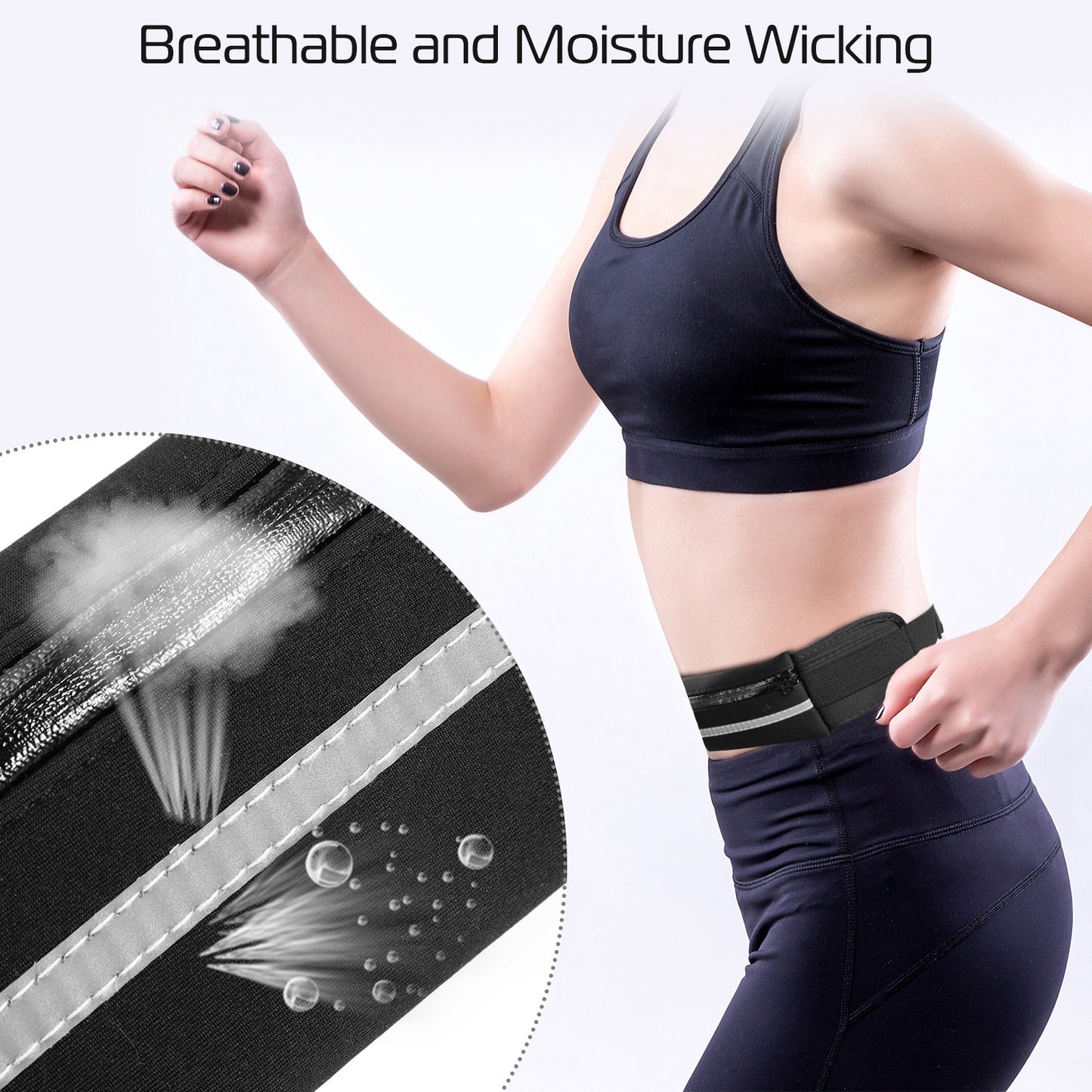 Running Belt Bag Waterproof Adjustable Waist Pack with Pockets