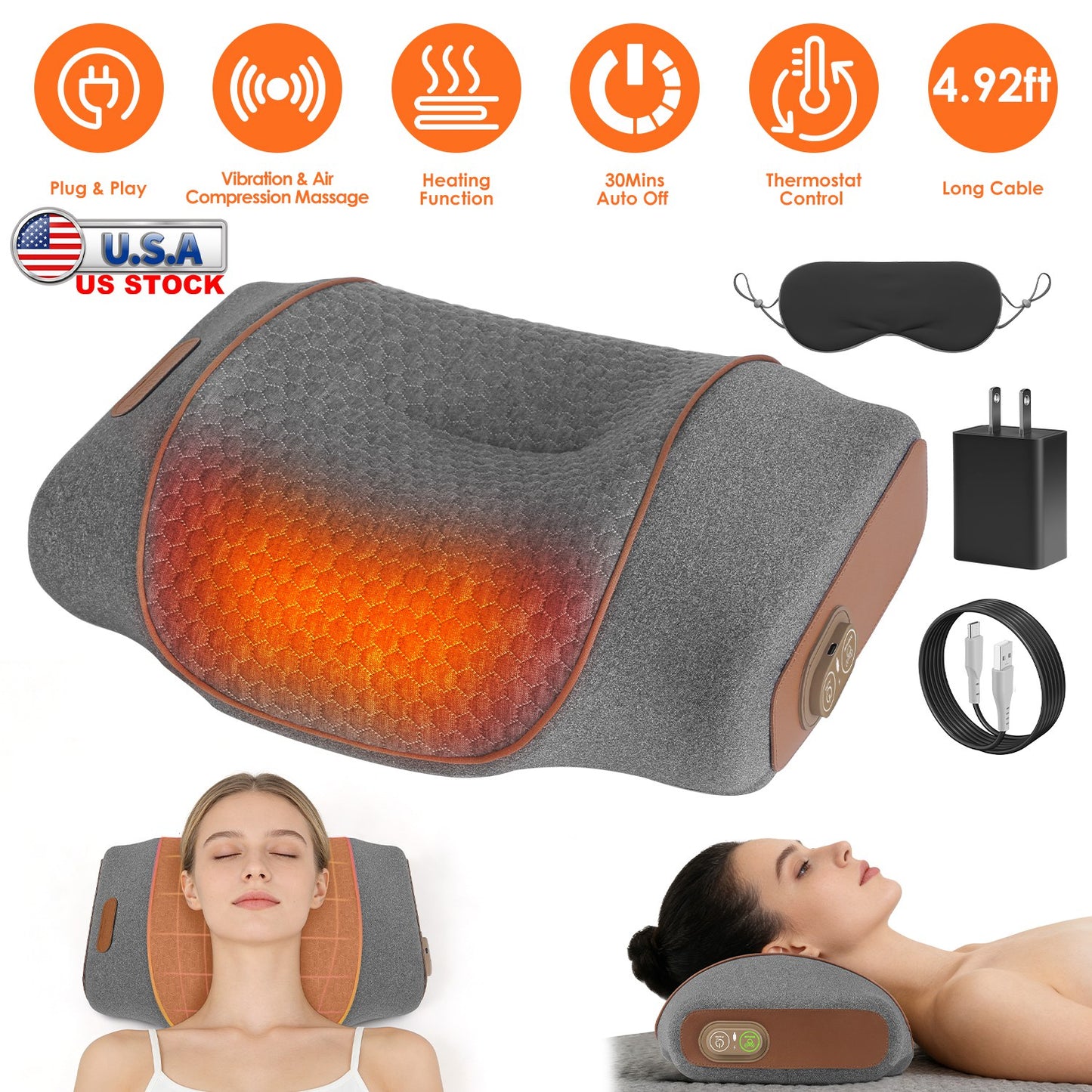 Neck Massager Pillow with Heat, Vibration & Air Compression