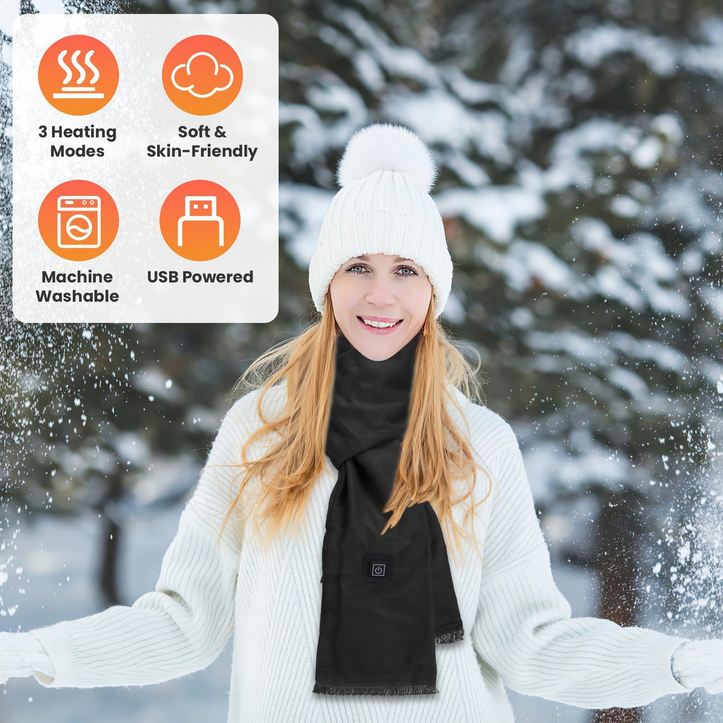 USB Heated Winter Scarf with 3 Temperature Settings