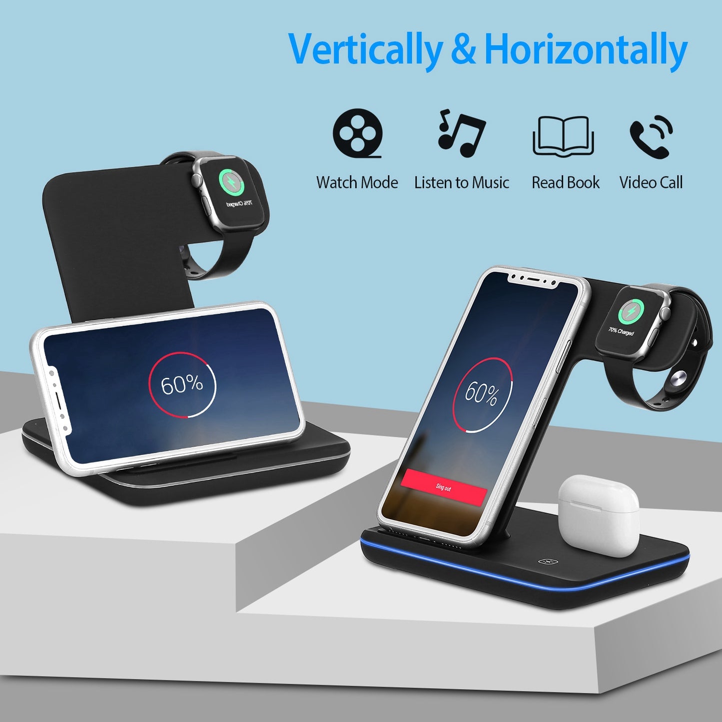 3-in-1 Wireless Charging Station 15W Fast Charge Dock
