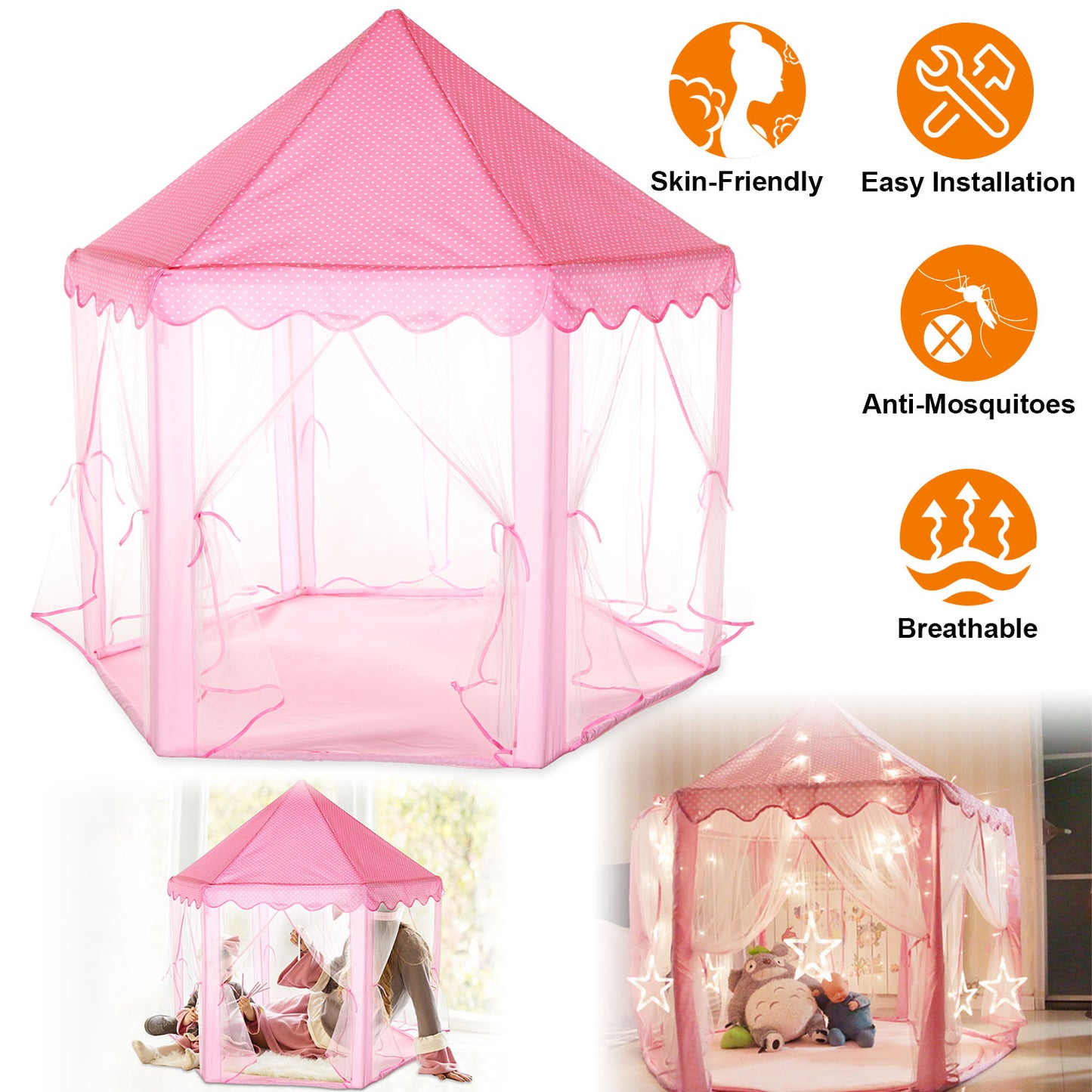 Princess Castle Play Tent for Girls with Carry Case
