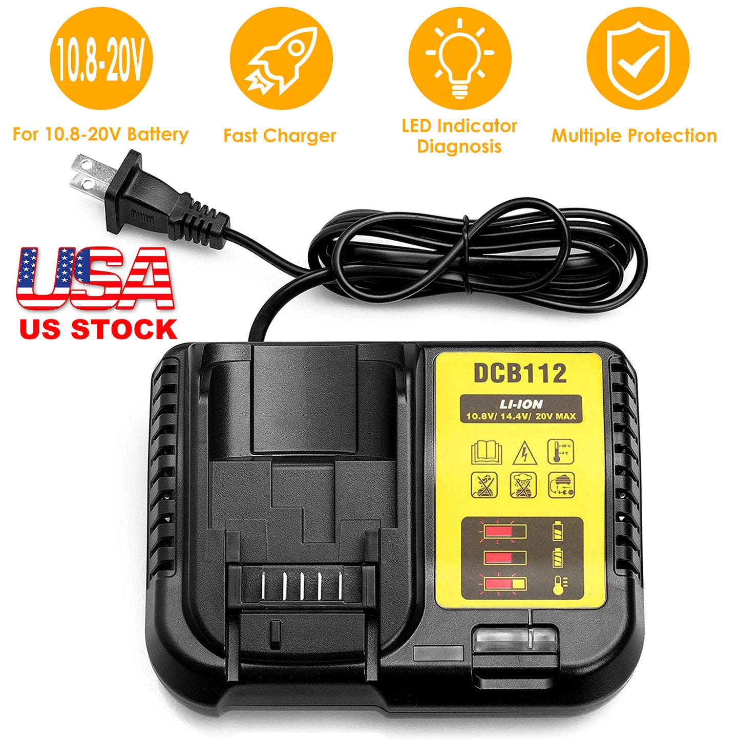 Battery Charger for Dewalt 10.8V-20V Lithium-Ion Tools