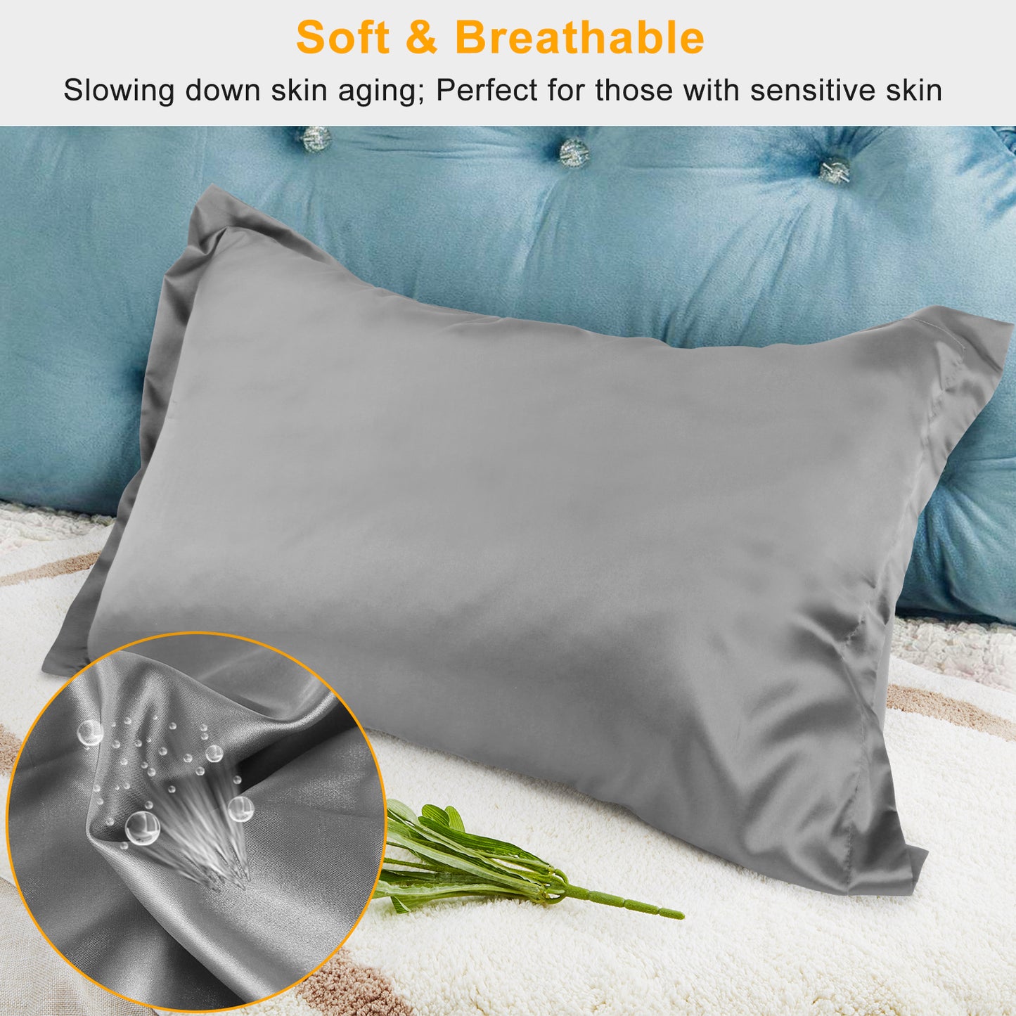 Satin Pillowcases Queen Size - 2 Pack Silky Smooth