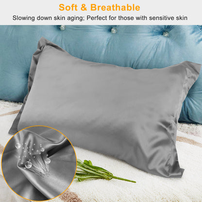 Satin Pillowcases Queen Size - 2 Pack Silky Smooth