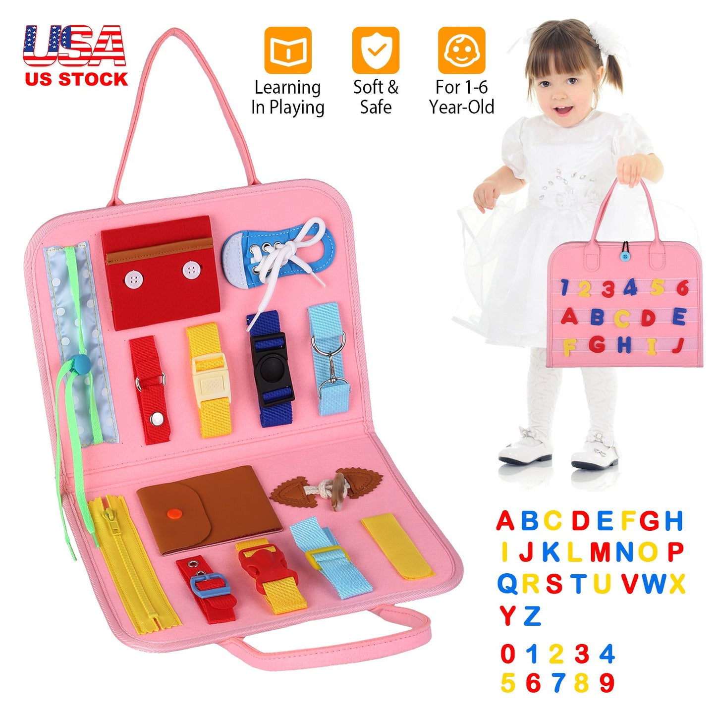 Busy Board Sensory Activity Toy for Toddlers Ages 1-6