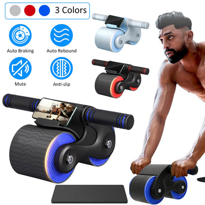 Automatic Rebound AB Roller Wheel with Kneel Pad & Phone Holder