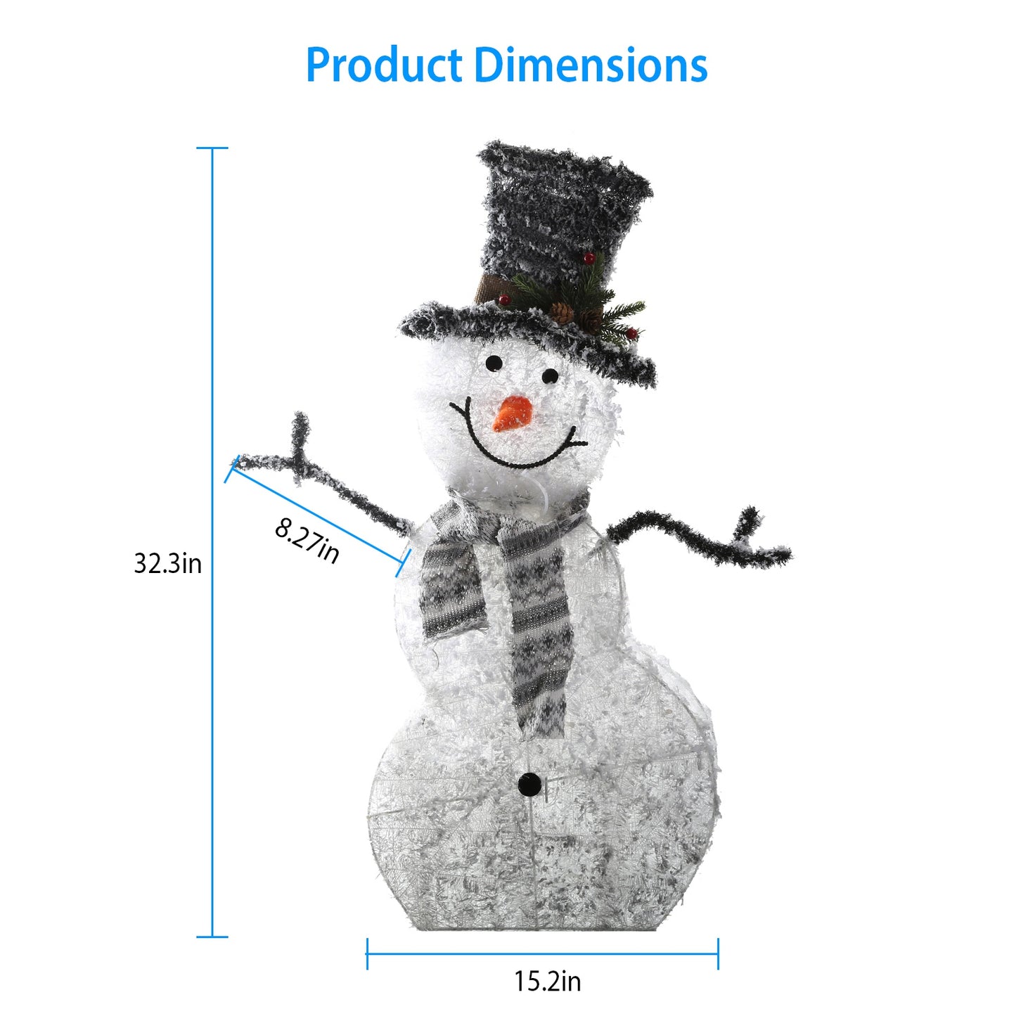 LED Lighted Snowman Christmas Decoration with Collapsible Frame