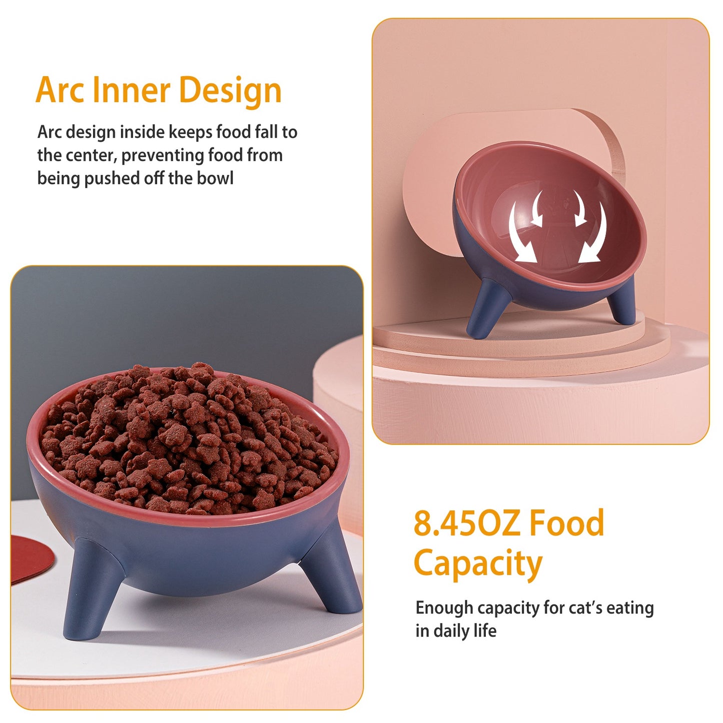Elevated Tilted Cat Food Bowl with Backflow Prevention