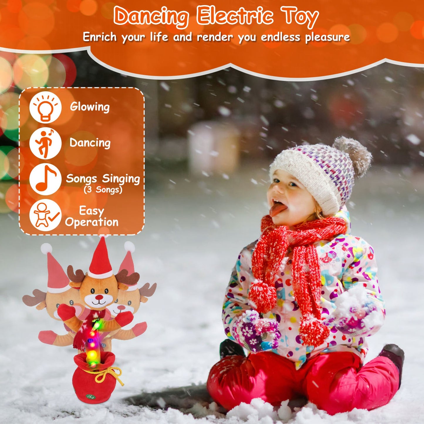 Dancing Christmas Plush Toy with Music, Lights & Recording