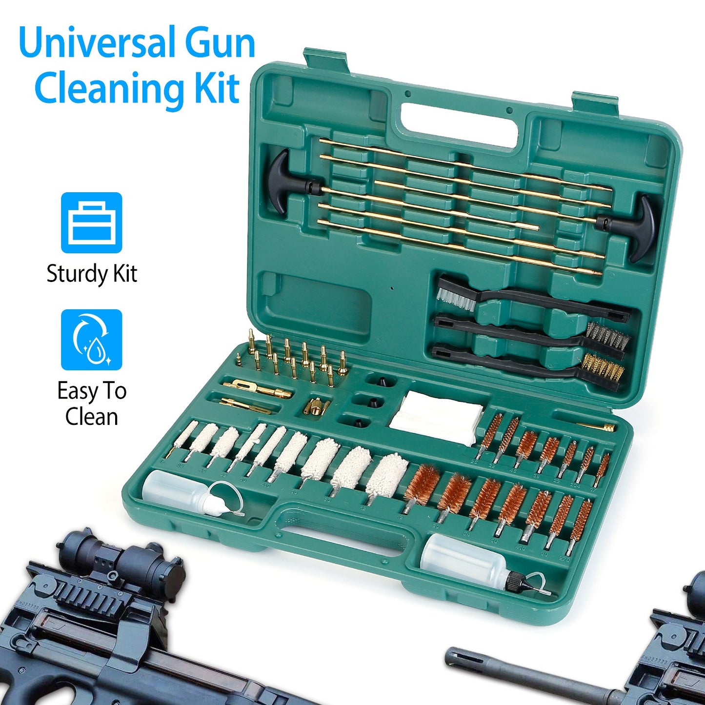 Gun Cleaning Kit with Carrying Case for Rifles & Pistols