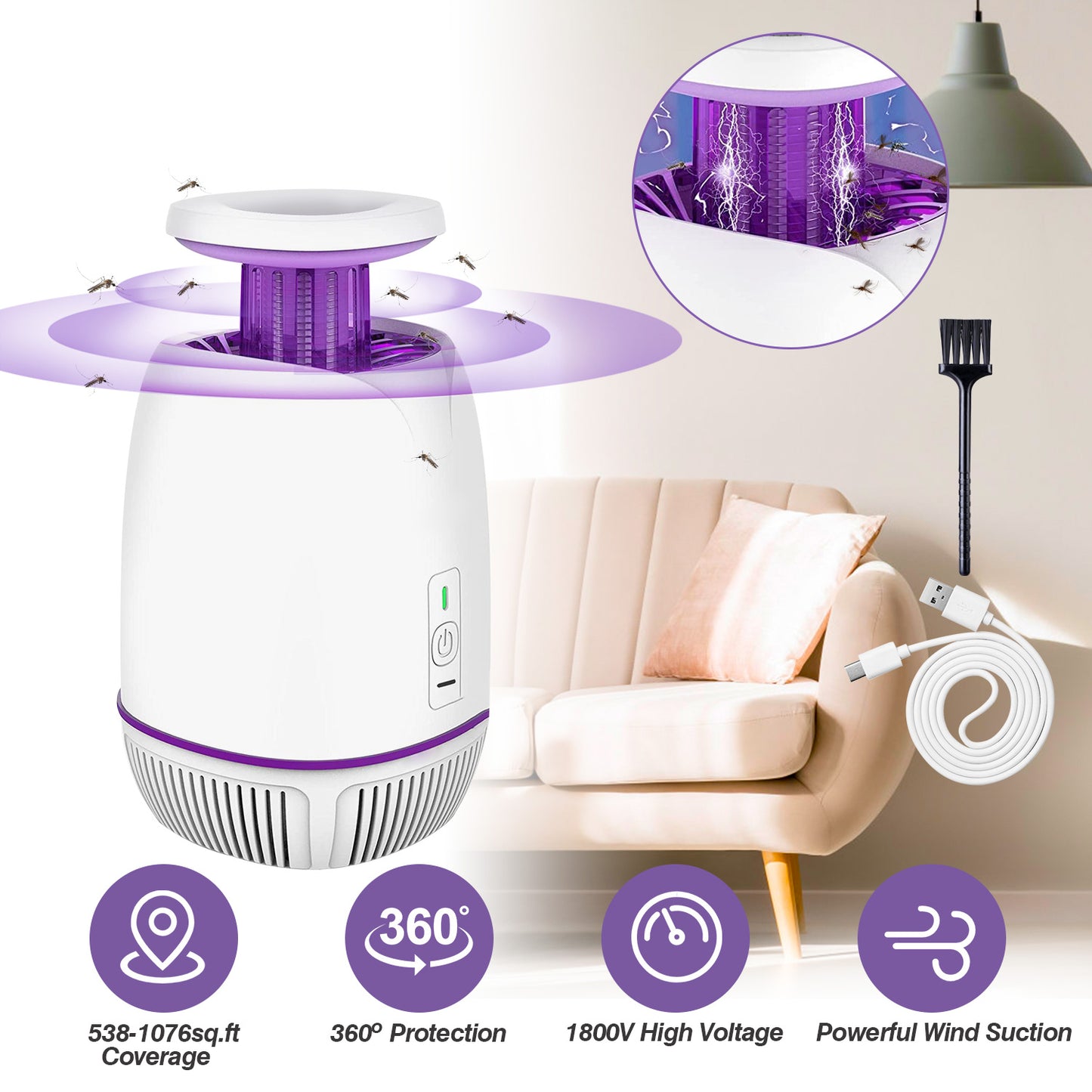 Electric Mosquito Zapper with 1076 Sq Ft Coverage