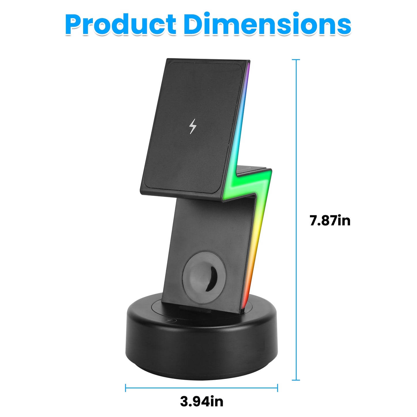 3-in-1 Magnetic Wireless Charging Station with RGB Lighting