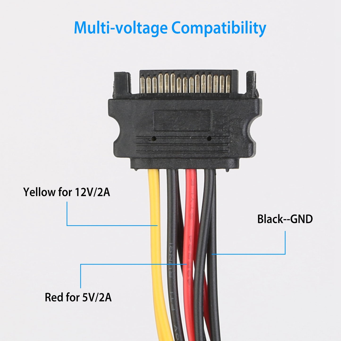 15-Pin SATA Power Y Splitter Cable Adapter - 7.9 Inch