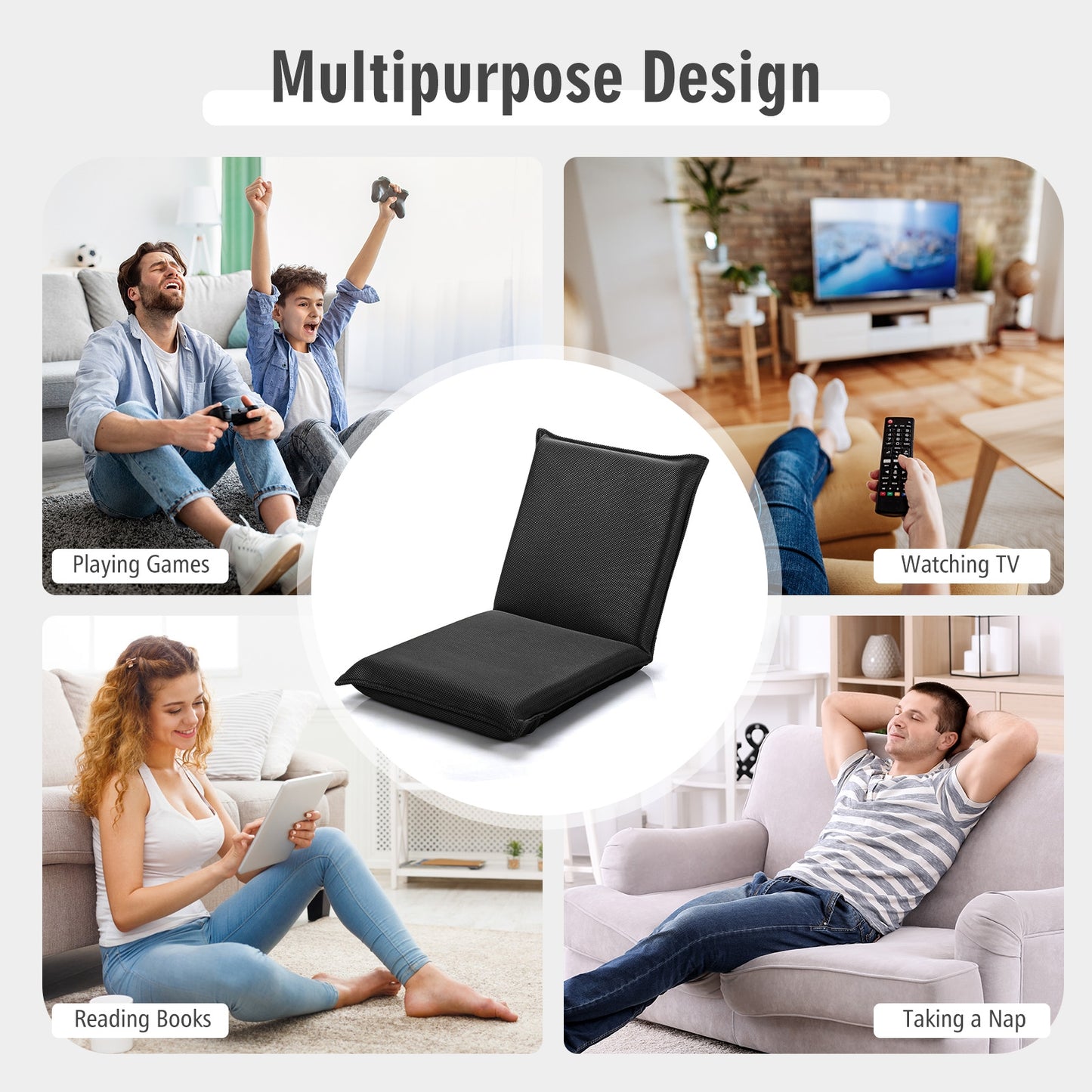 Adjustable Floor Chair with 6 Reclining Positions