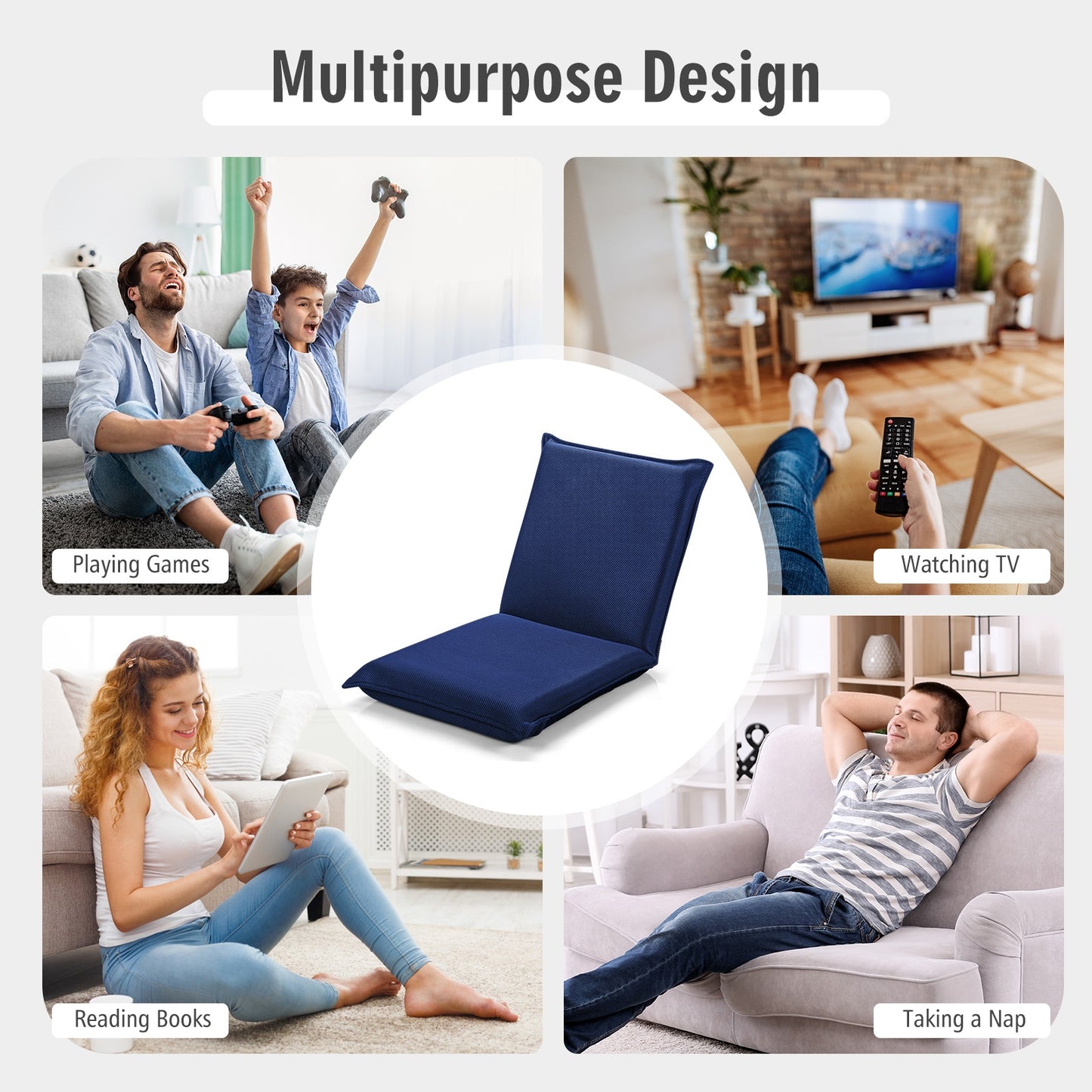 Adjustable Floor Chair with 6 Reclining Positions