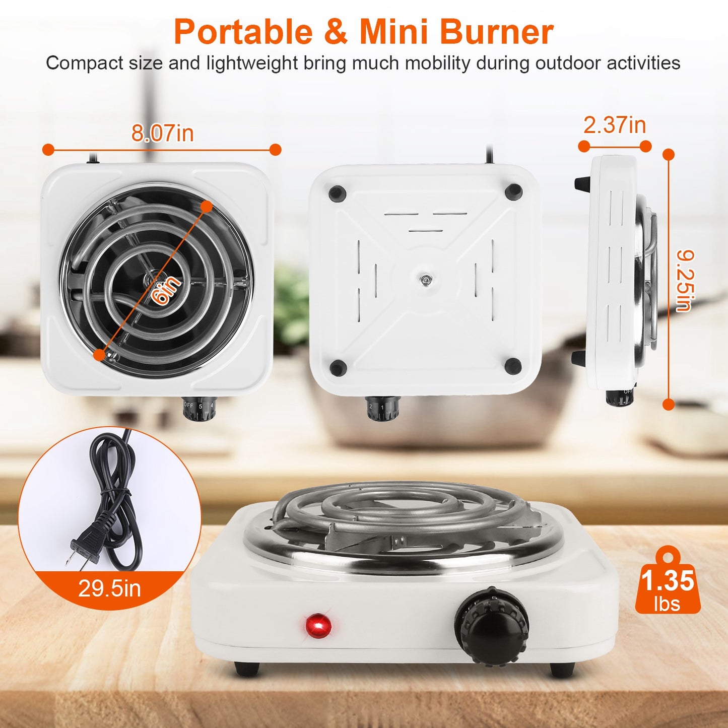 Electric Single Burner Hot Plate 1000W Portable Coil Stove