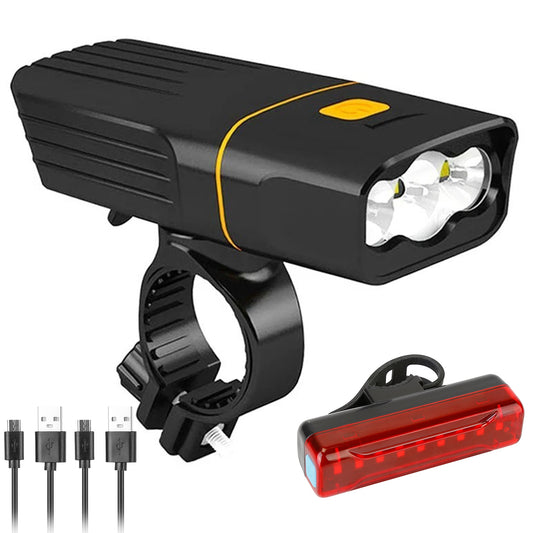 USB Rechargeable Bike Light Set with Headlight and Taillight