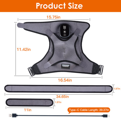 Cordless Shoulder Heating Pad Rechargeable Heated Shoulder Wrap Massager Shoulder Brace Supports with 3 Heating Levels 3 Vibration Modes for Left Righ