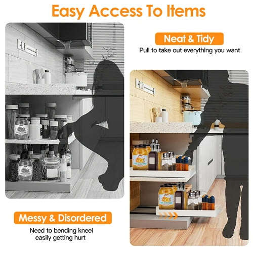 Pull Out Cabinet Organizer with Adhesive Slides - 11.93"W