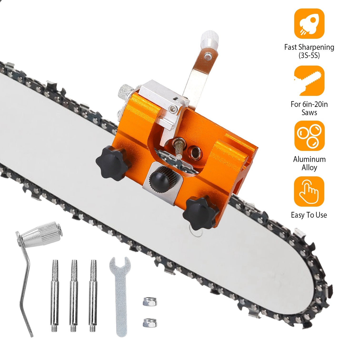 Chainsaw Sharpening Kit with Hand Crank for 6-20" Saws