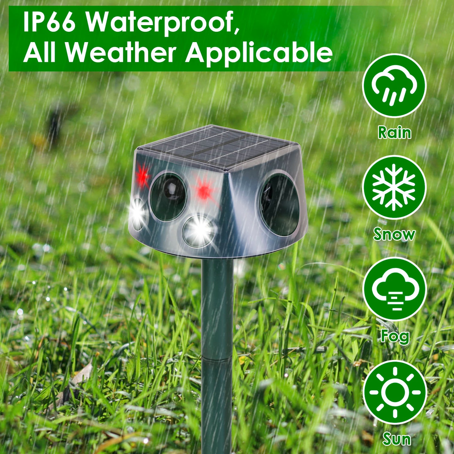 Solar Ultrasonic Animal Repeller with Motion Sensor