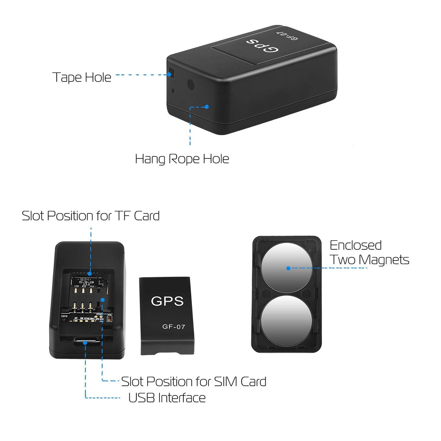 GPS Tracker with Magnetic Mount for Vehicles and Pets