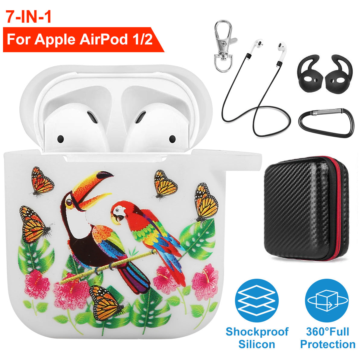 AirPods 1/2 Silicone Case with Accessories Kit