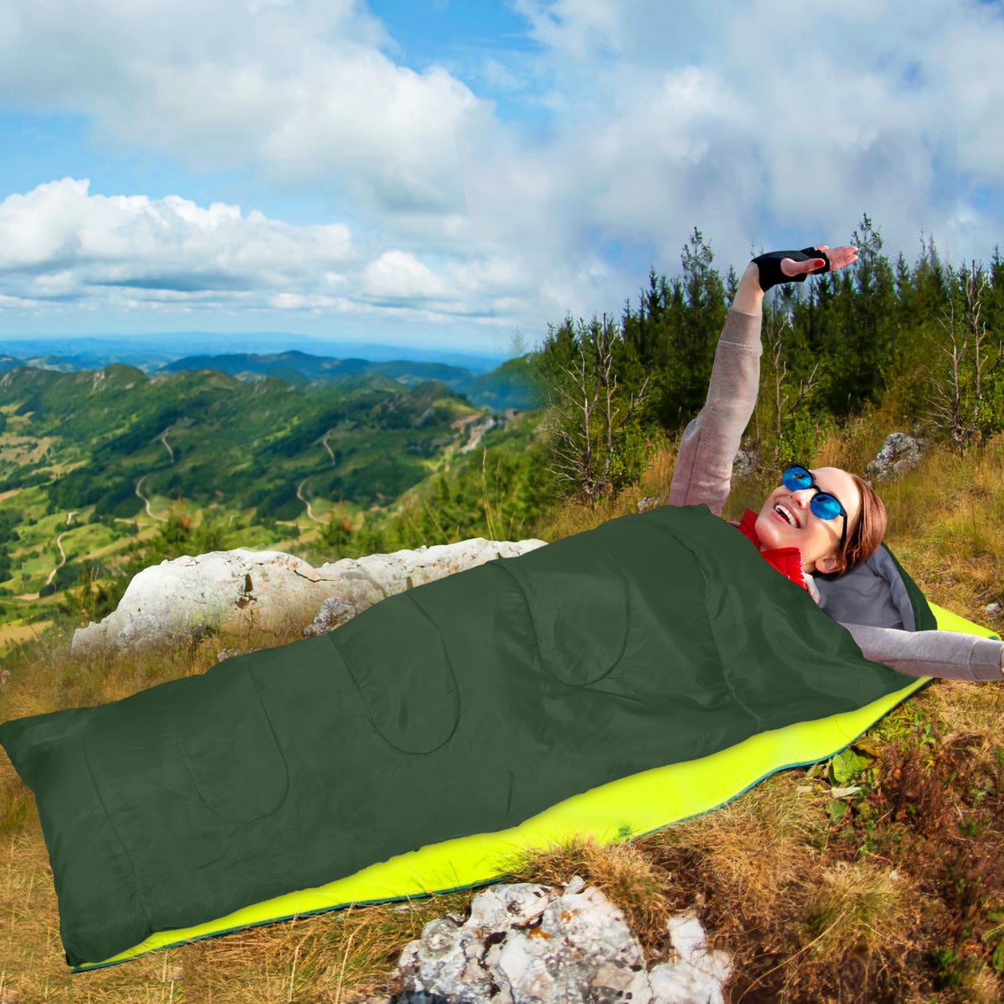 3-Season Sleeping Bag for Adults with Carry Bag 32-50°F