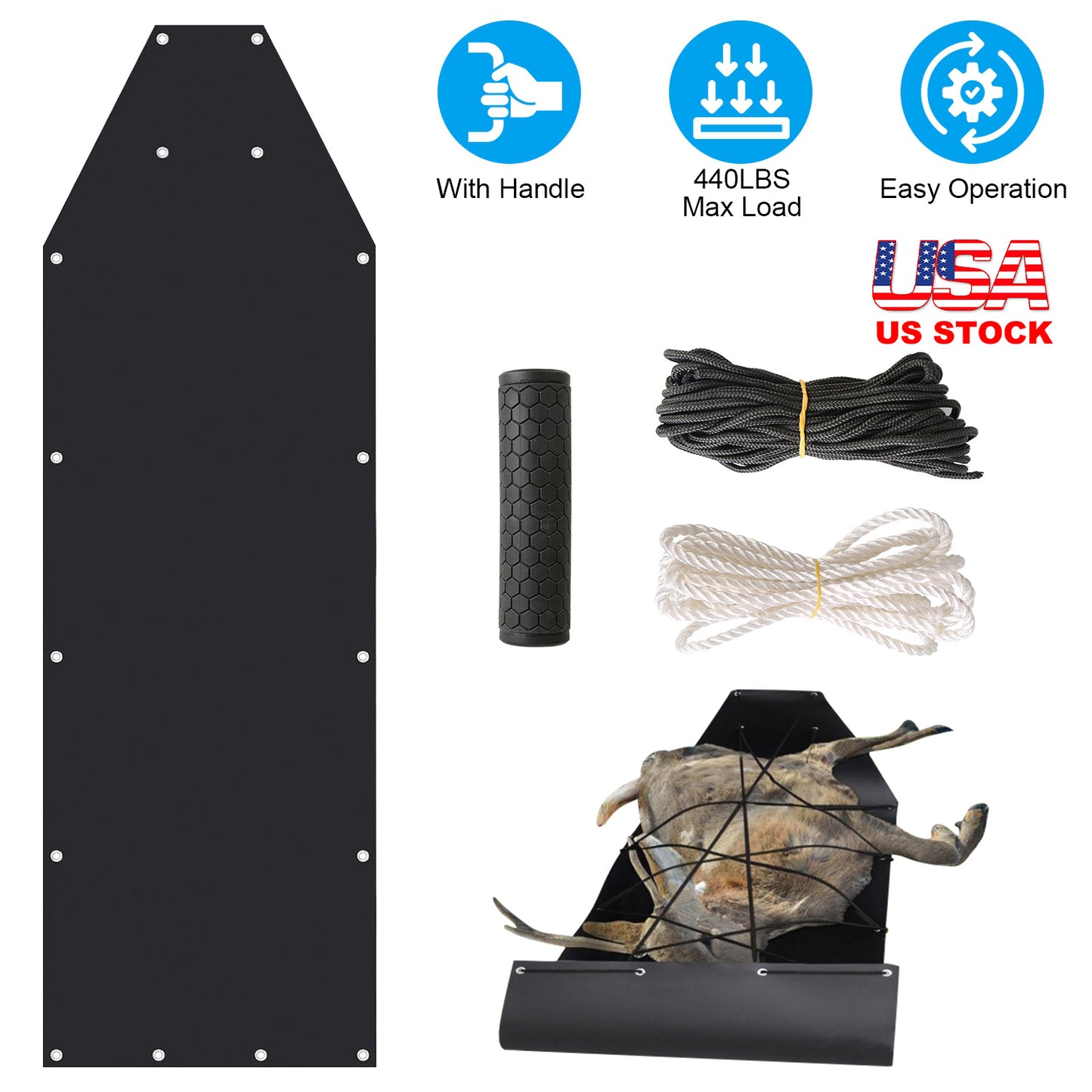 Deer Drag Sled with Handle for Hunting and Game Hauling