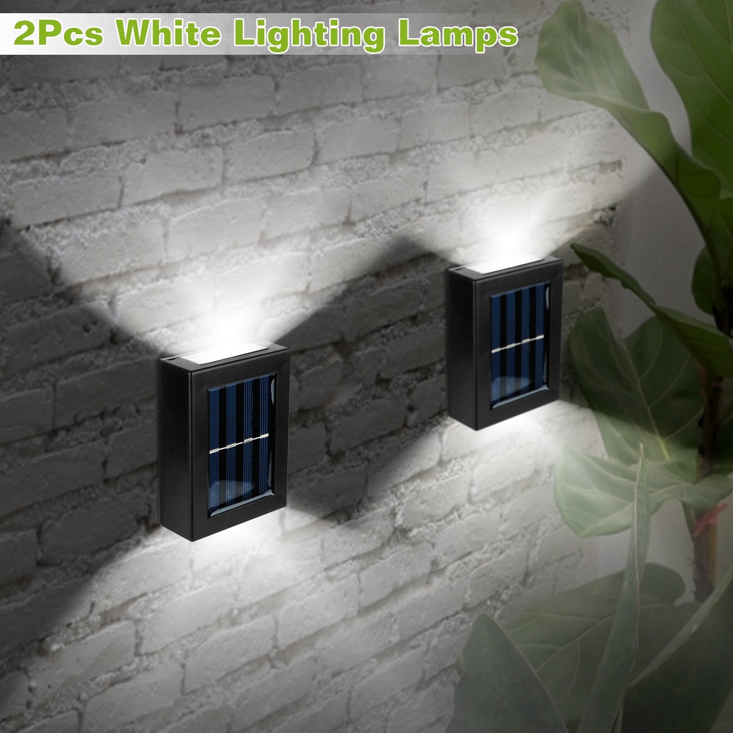 Solar Deck Lights Outdoor - 2 Pack Waterproof LED Fence Lamps