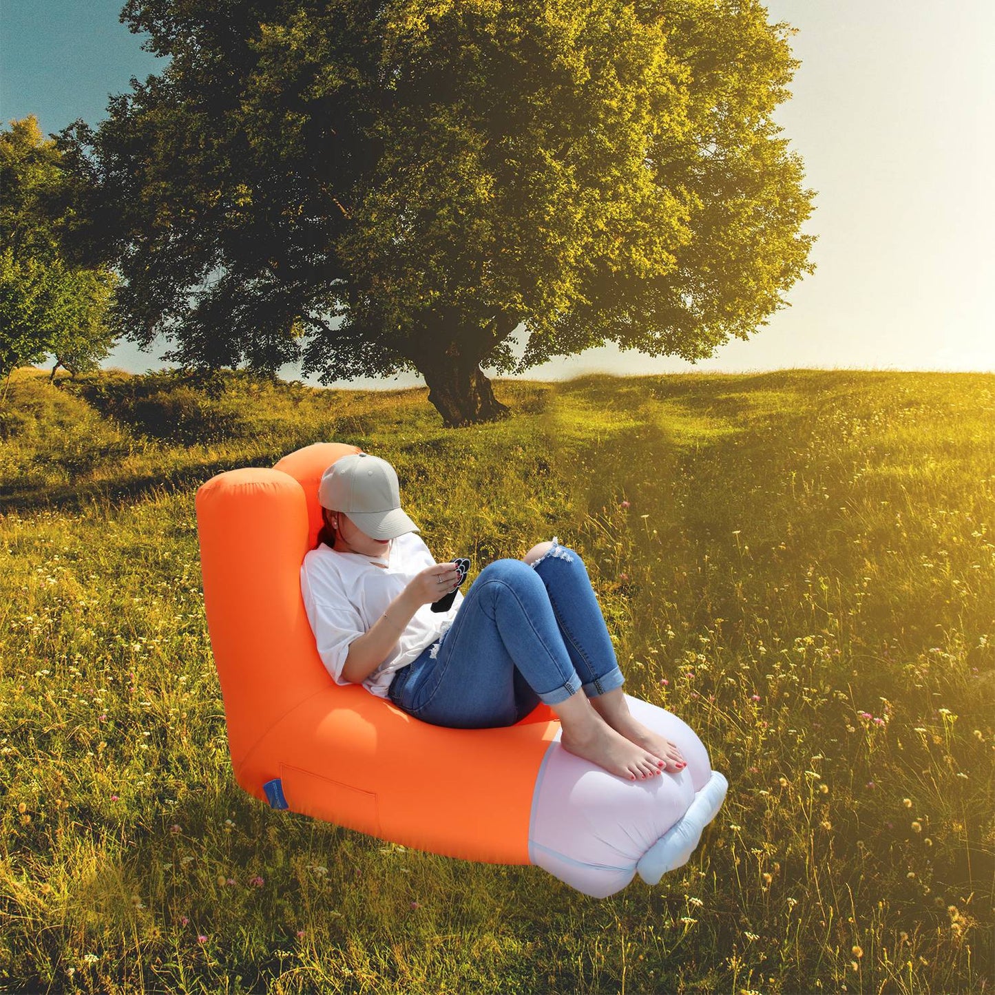 Inflatable Lounger Air Sofa with Portable Carry Bag