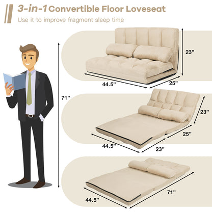 6-Position Foldable Floor Sofa Bed with Removable Cover