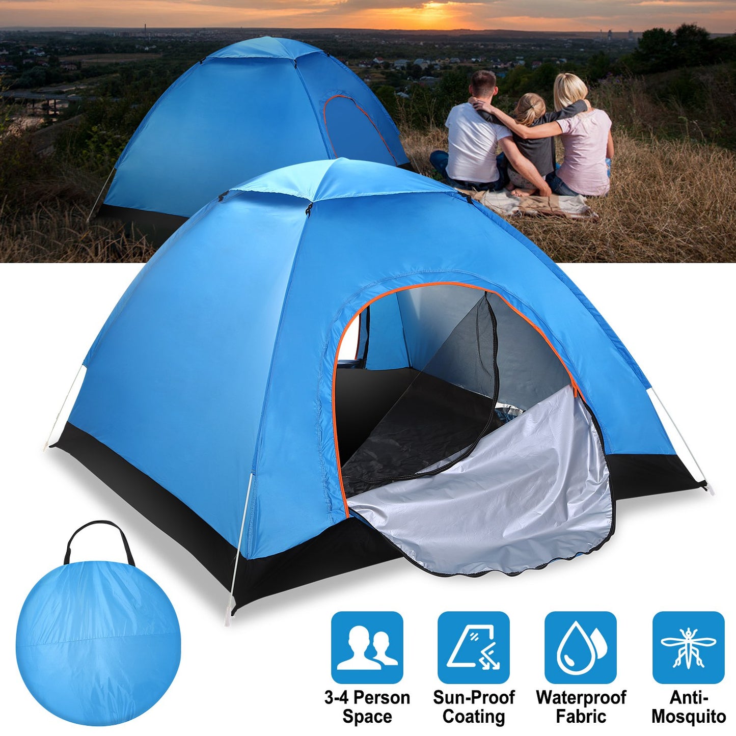 Pop Up Tent 4 Person Instant Setup Waterproof Camping Tent