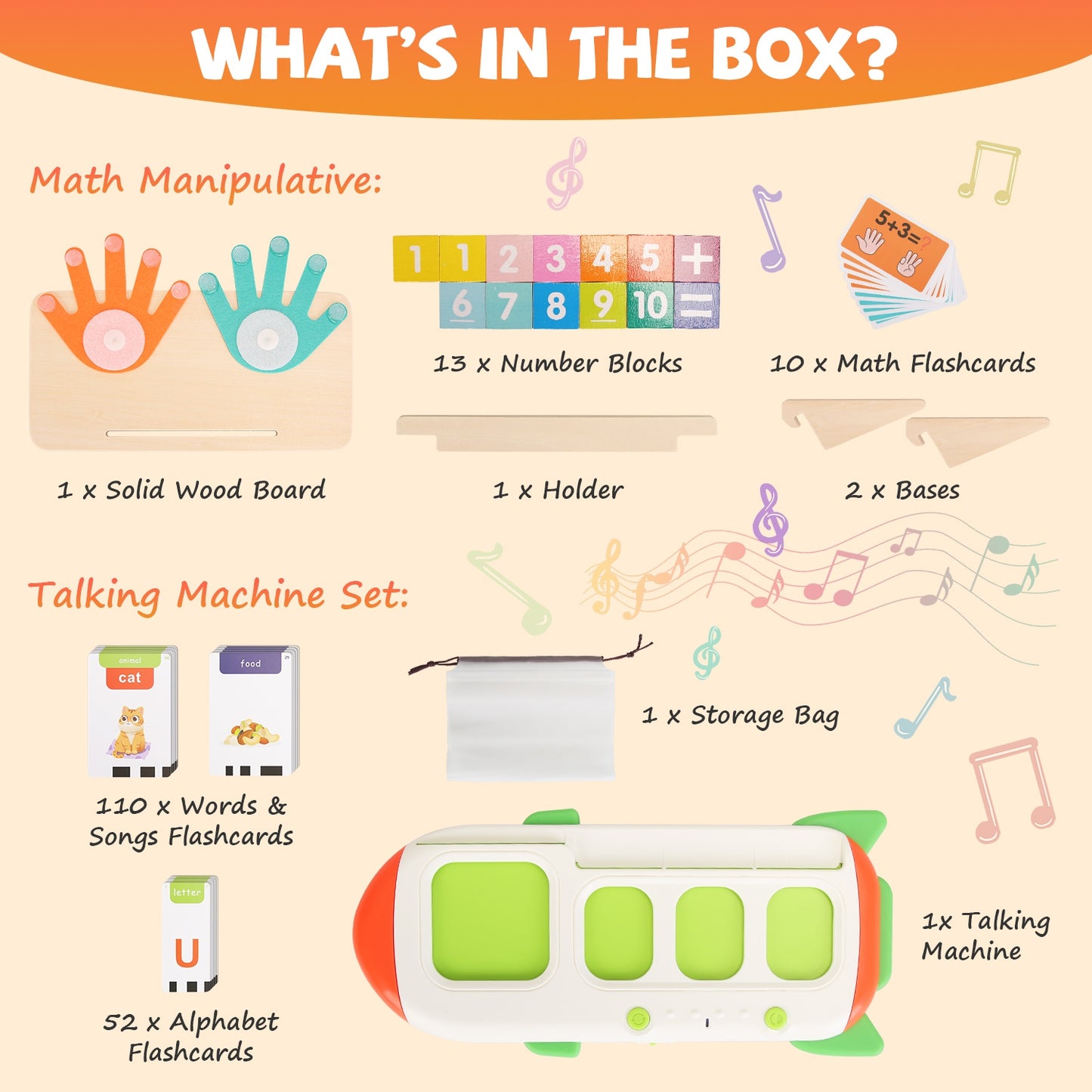 Talking Flash Cards & Math Board Set for Kids Ages 3+
