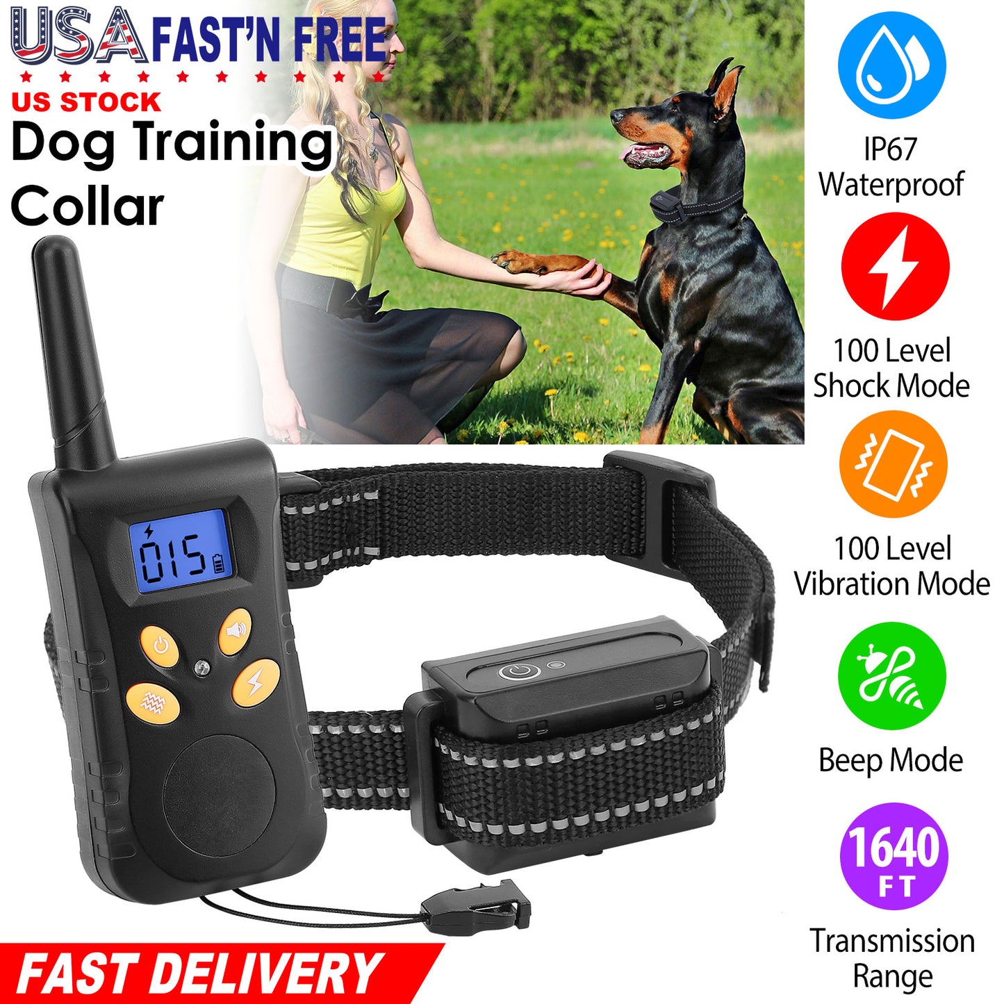 Dog Training Collar with Remote - IPX7 Waterproof, 1640ft Range
