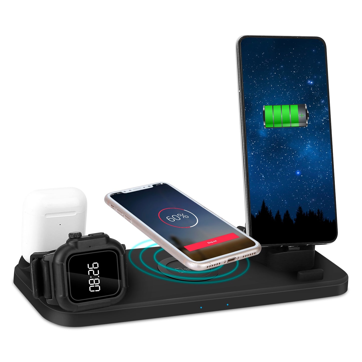6-in-1 Wireless Charging Station for iPhone, Apple Watch & AirPods