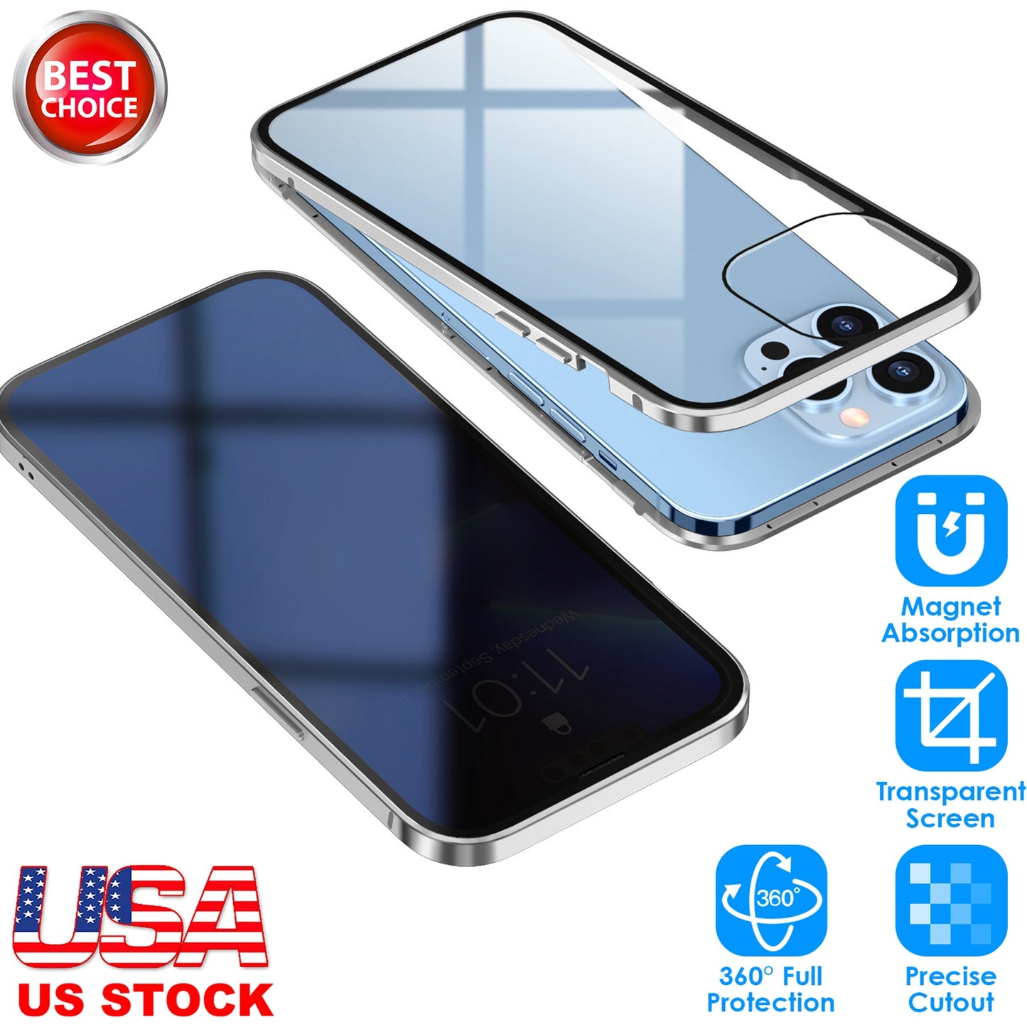 Privacy Magnetic Phone Case with Anti-Spy Screen Protection