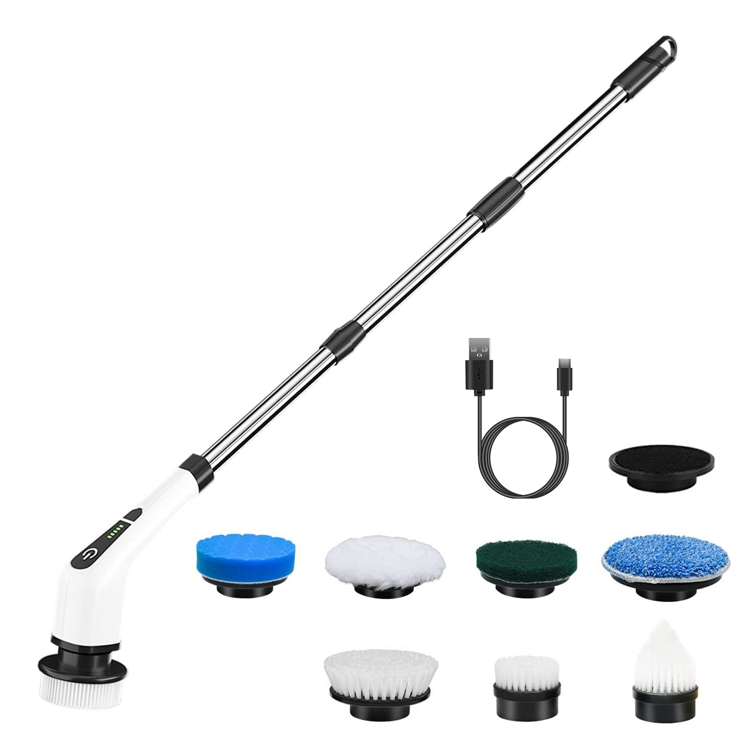 Electric Spin Scrubber with 8 Brush Heads & Telescopic Arm