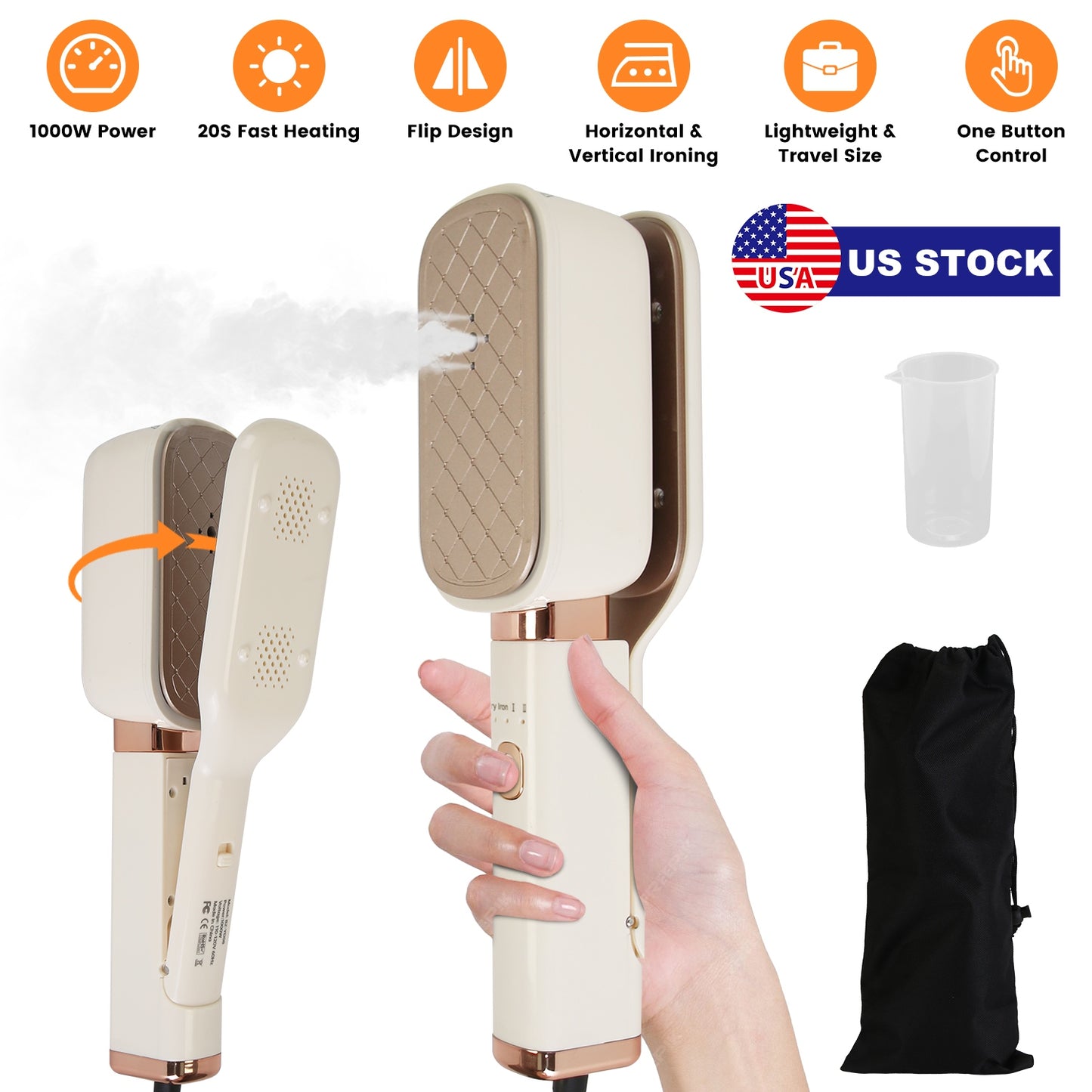 3-in-1 Travel Garment Steamer with 180° Rotating Head