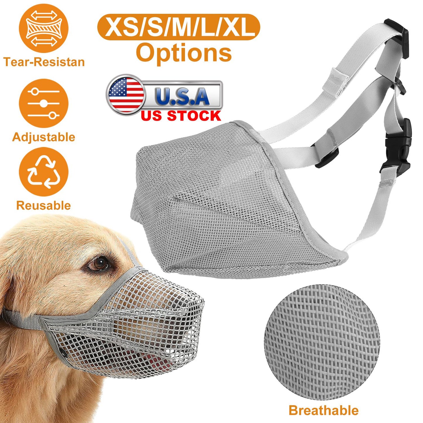 Soft Mesh Dog Muzzle with Adjustable Straps