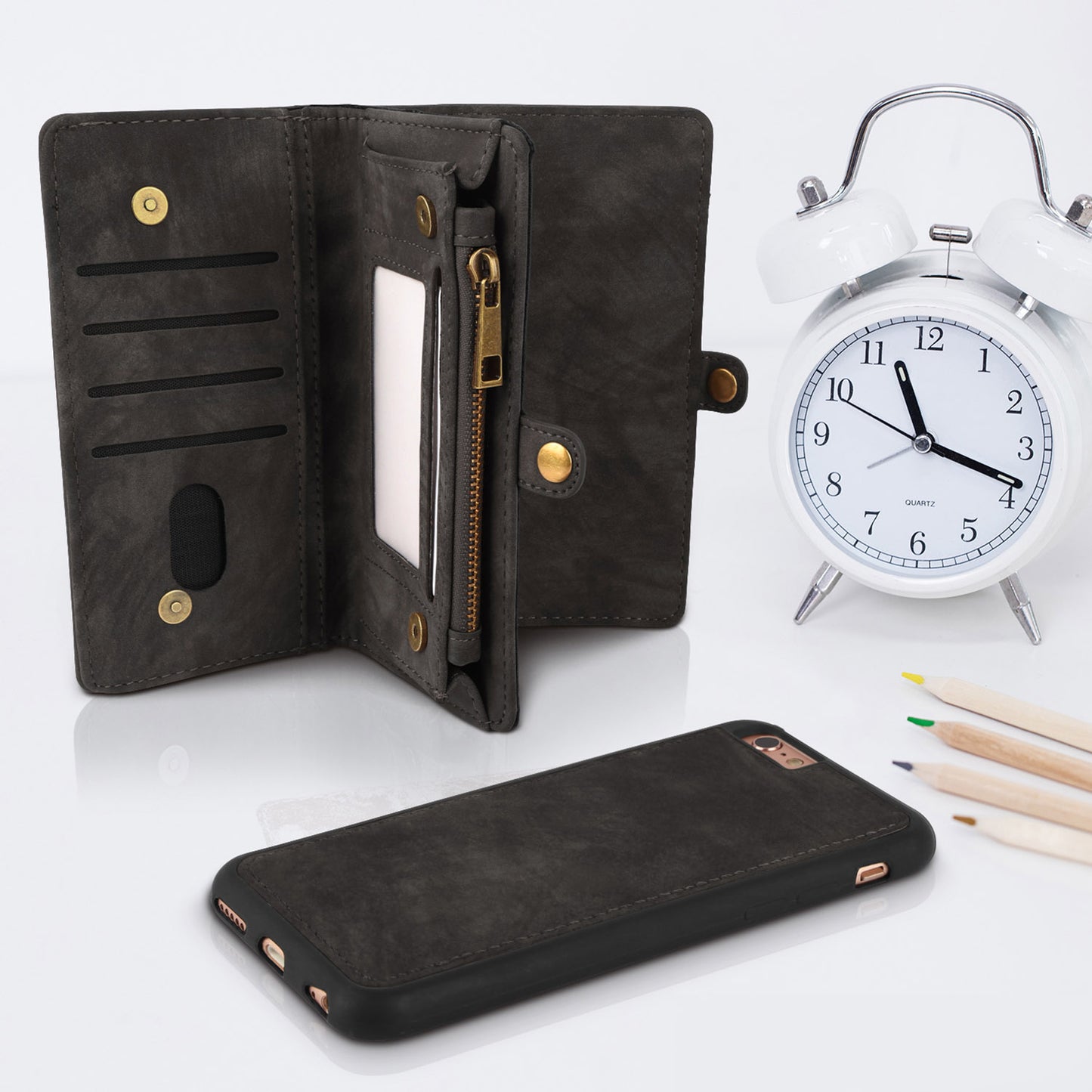 iPhone 6 Wallet Case with Detachable Magnetic Phone Holder