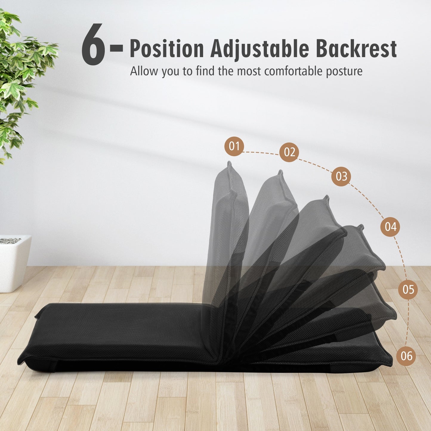 Adjustable Floor Chair with 6 Reclining Positions