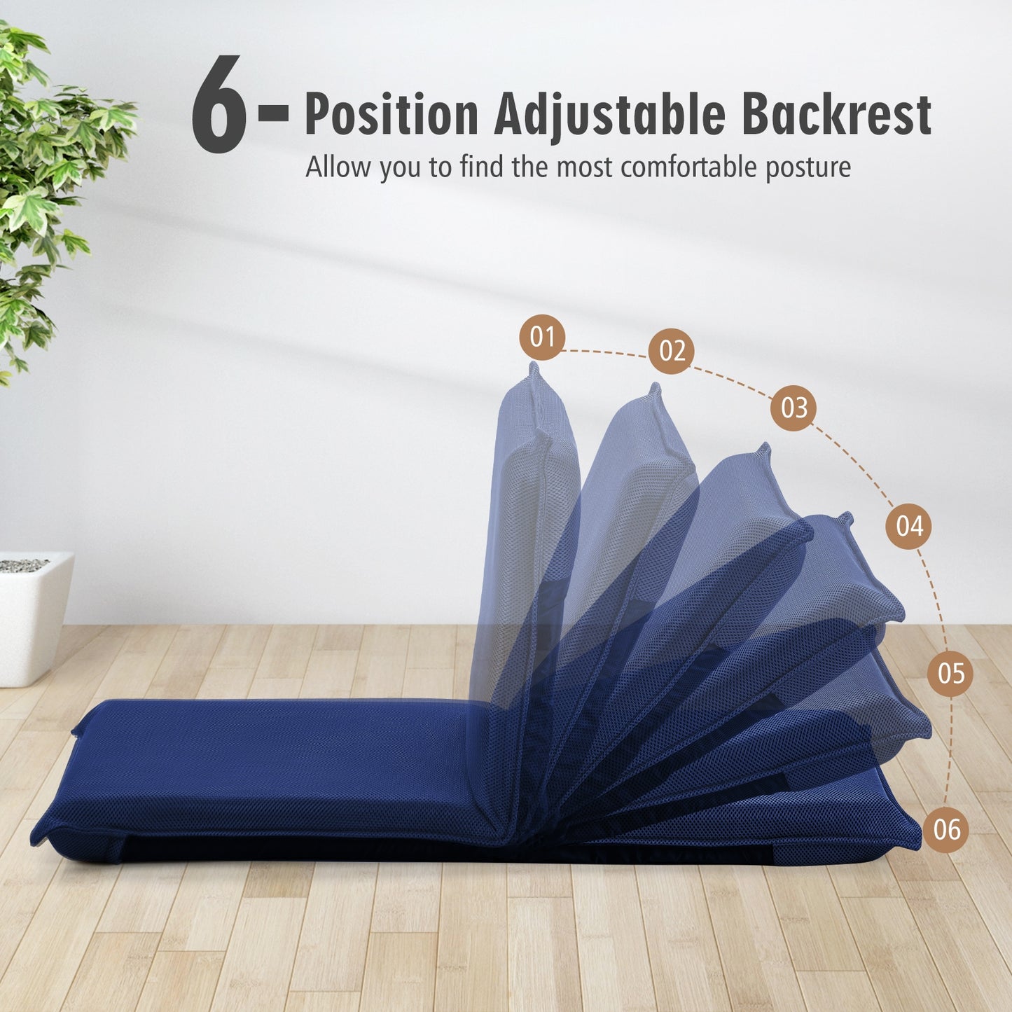 Adjustable Floor Chair with 6 Reclining Positions