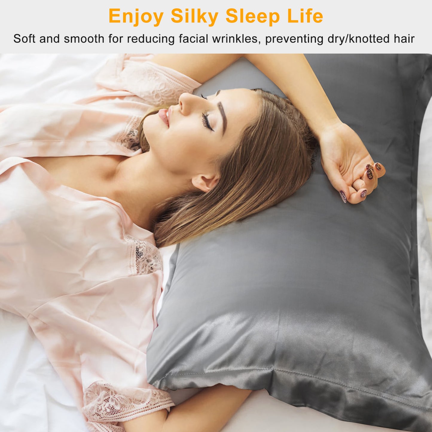 Satin Pillowcases Queen Size - 2 Pack Silky Smooth