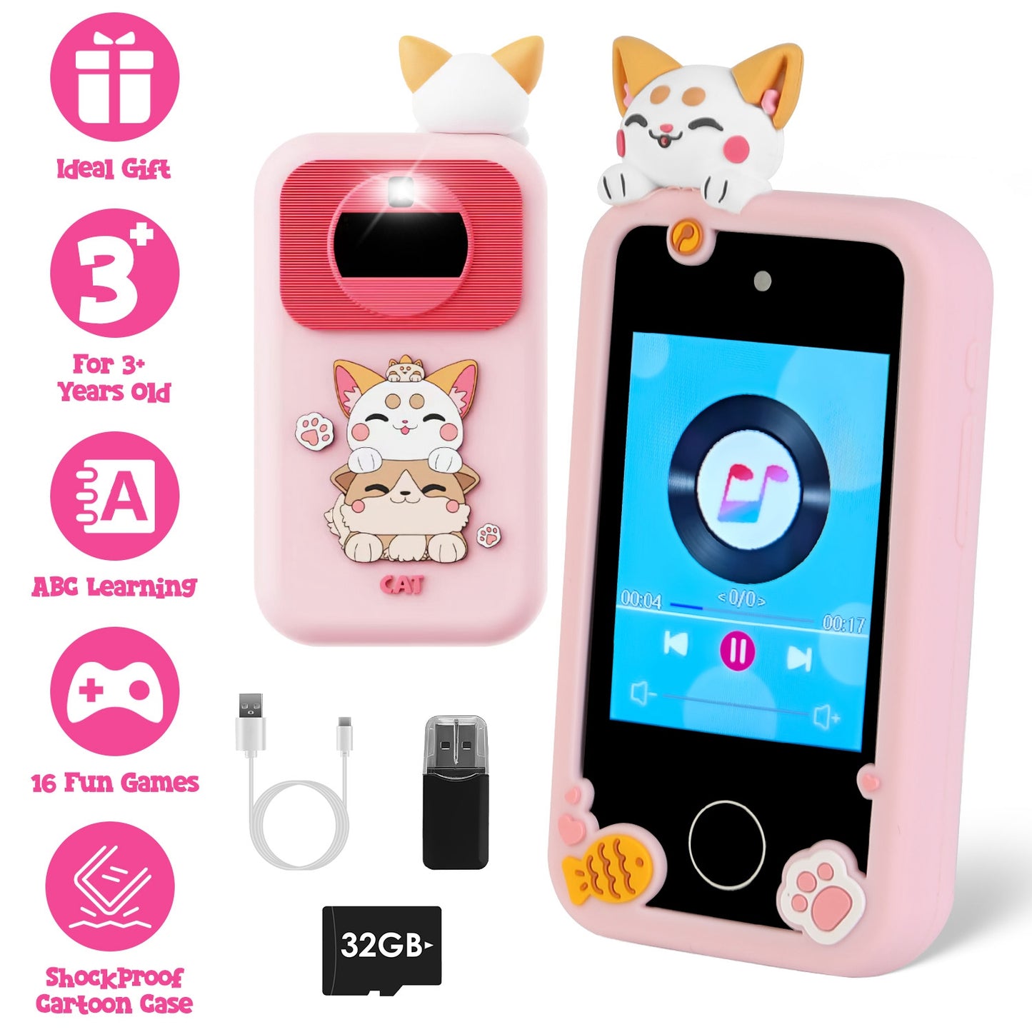 Kids Toy Smartphone with Dual Camera & 16 Educational Games