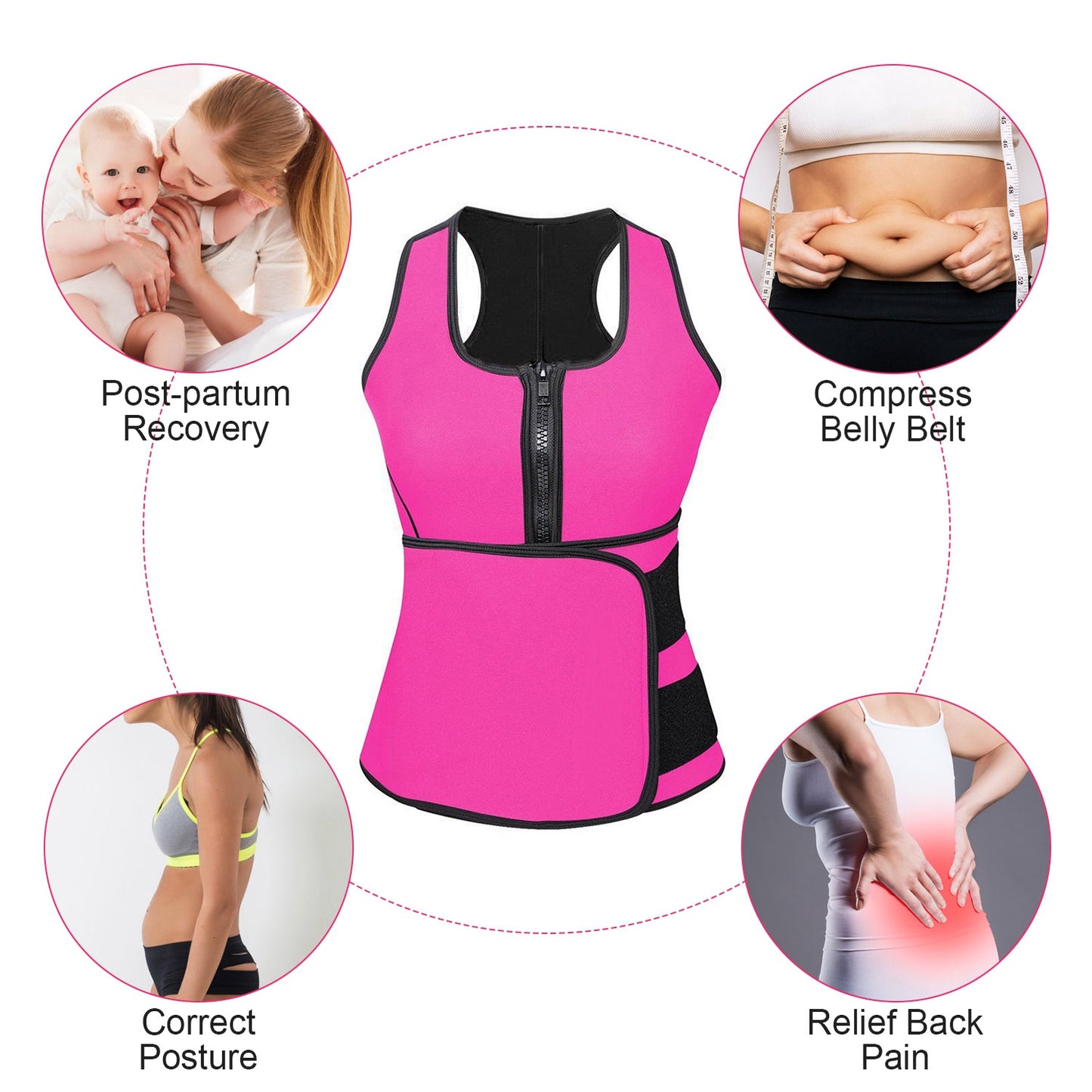 Waist Trainer Vest for Women with Zipper Closure