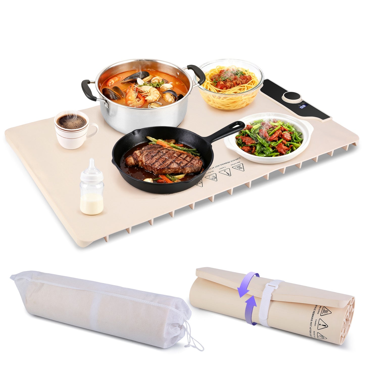Electric Food Warming Mat 23.6x15.8in with 14 Temp Levels