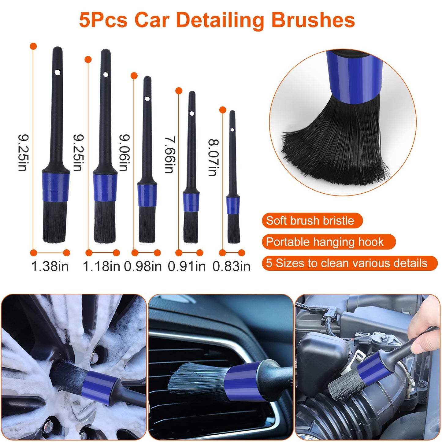 Car Detailing Brush Kit - 26 Piece Complete Cleaning Set