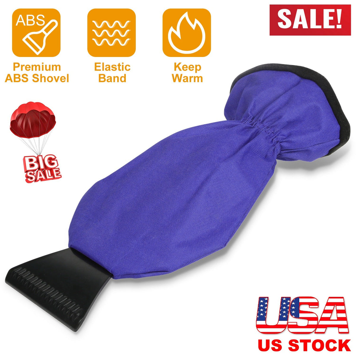 Ice Scraper Glove Car Windshield Snow Scraper Remover Glove Lined of Fleece Winter Ice Scraper Mitt Keep Warm